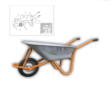 Roaba universala, cuva metalica 90 l, roata plina din cauciuc reciclat